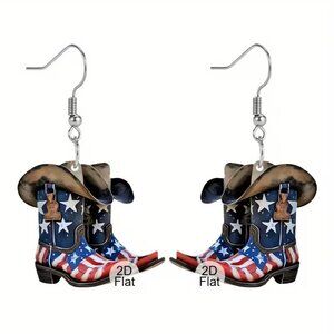 Beautiful Flag Boots Acrylic Dangle Earrings Z145